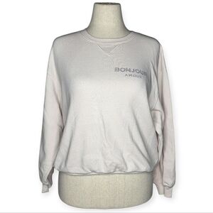 Wildfox Bonjour Amour Rhinestone Crewneck Light Pink Sweatshirt M